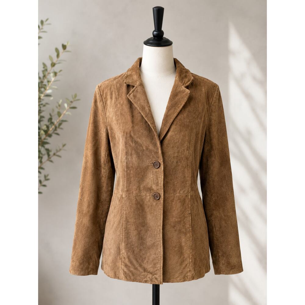 Uniform Jean Paul Richard Classic Leather Blazer Jacket Brown Women's Size 12 - Picture 2 of 10